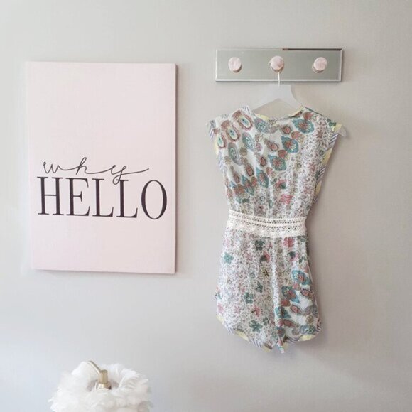 NWT Free People Watching Waves printed cotton macrame detail romper XS - Picture 10 of 14